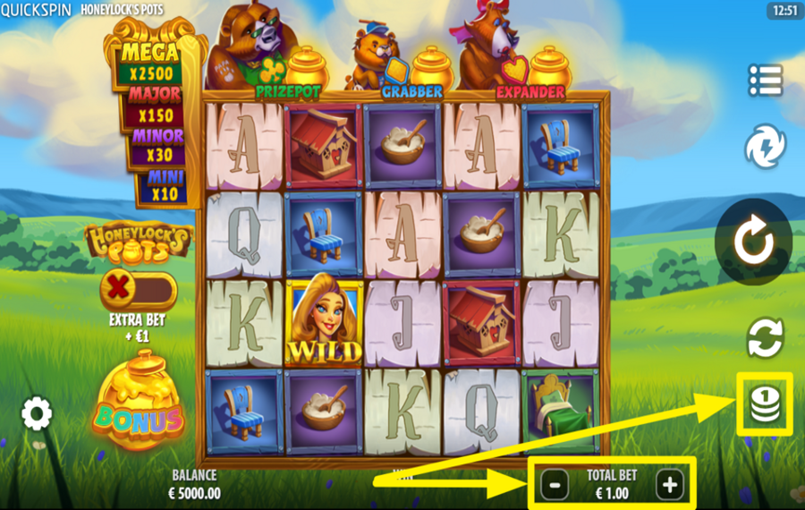 Honeylocks Pots SELECT A BETTING AMOUNT.