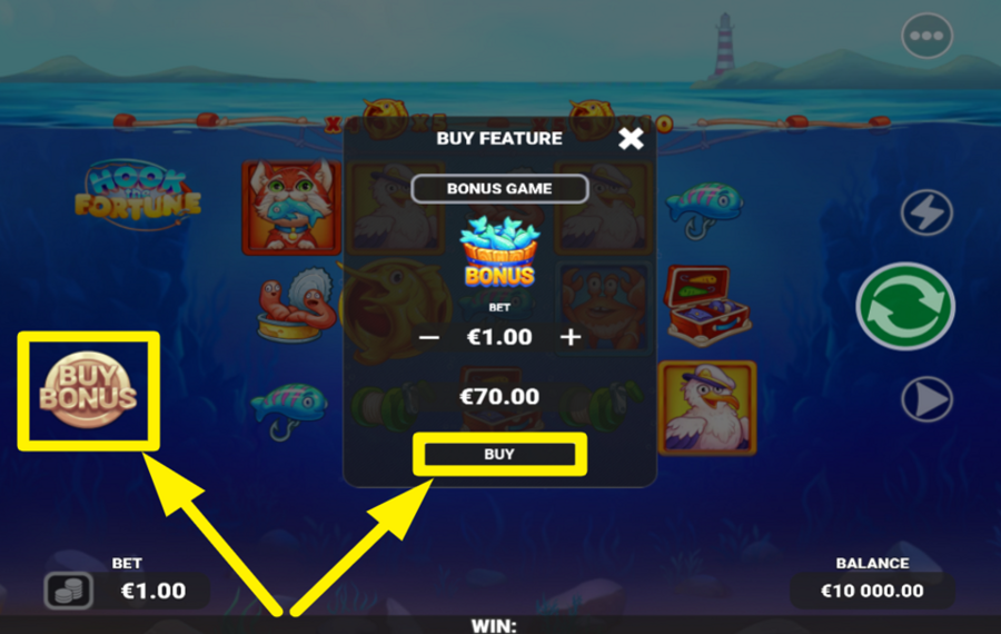 Hook the Fortune КУПИТЬ БОНУСНУЮ ИГРУ.