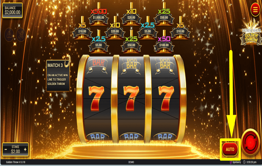 Horseshoe Golden Throw UTILISER LA LECTURE AUTOMATIQUE.