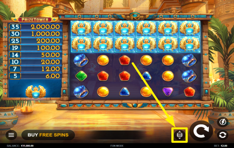 Horus Fire PrizeTower ATTRIBUER UNE VALEUR DE PARI.