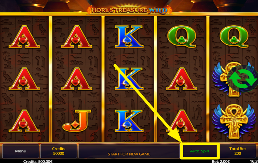 Horus Treasure Wild AVVIA I GIRI AUTOMATICI.