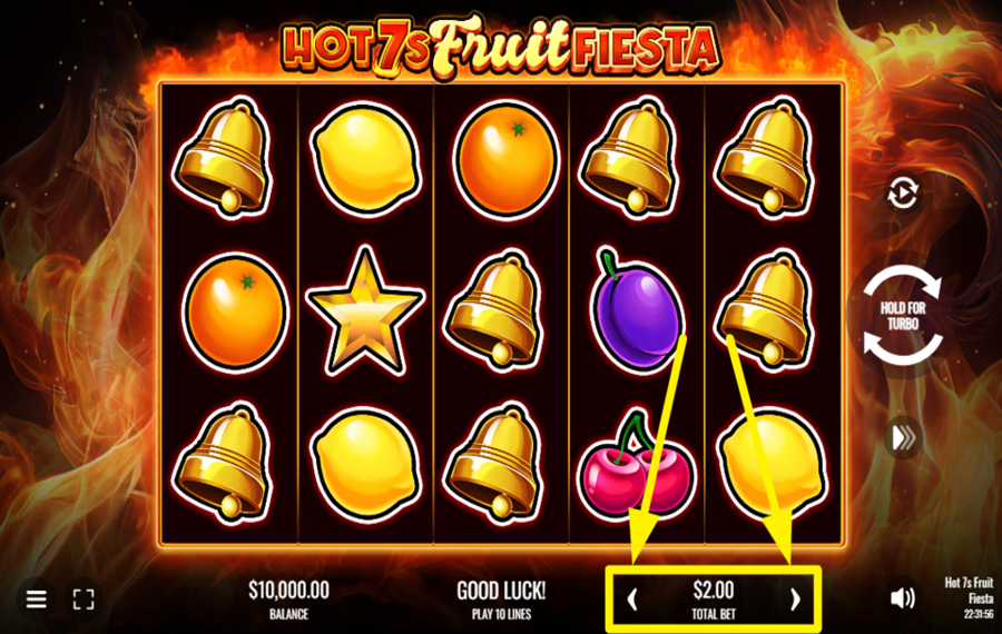 Hot 7s Fruit Fiesta DÉFINISSEZ UN MONTANT DE MISE.