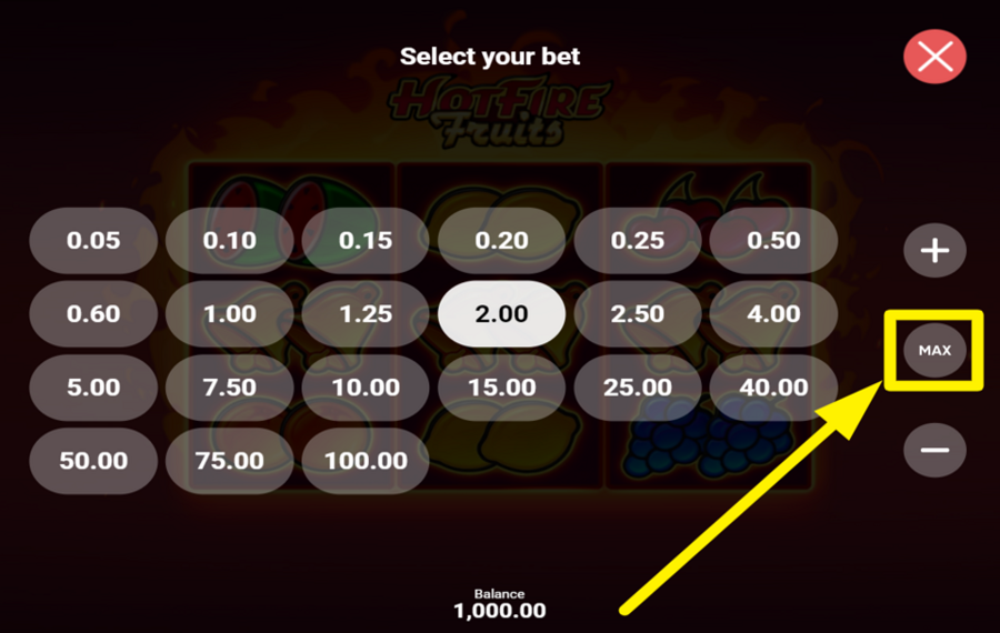 Hot Fire Fruits ЦЕЛЕВИЗИРУЙТЕСЬ НА МАКСИМАЛЬНУЮ СТОИМОСТЬ СТАВКИ.