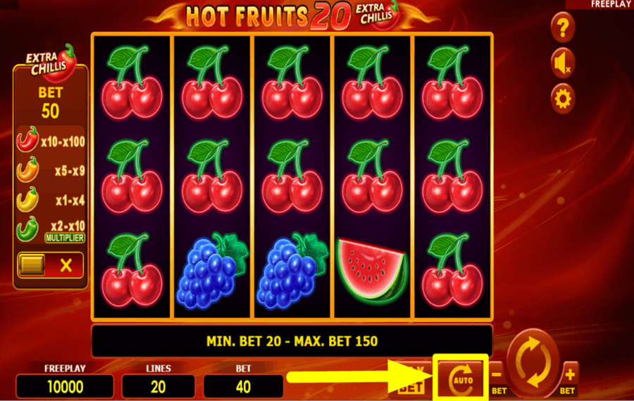 Hot Fruits 20 Extra Chillis ПРОДОЛЖАЙТЕ АВТОВОСПРОИЗВЕДЕНИЕ.