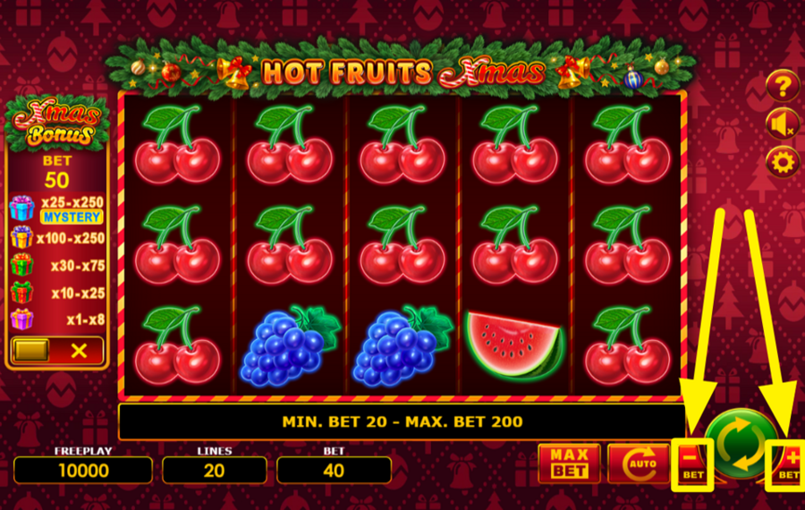 Hot Fruits Xmas ОПРЕДЕЛИТЕ СВОЮ СТАВКУ.