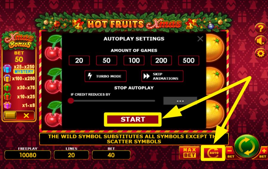 Hot Fruits Xmas ИСПОЛЬЗУЙТЕ АВТОМАТИЗИРОВАННЫЕ ВРАЩЕНИЯ.