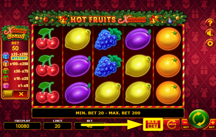 Hot Fruits Xmas УВЕЛИЧЬТЕ СТАВКУ ДО МАКСИМАЛЬНОЙ.