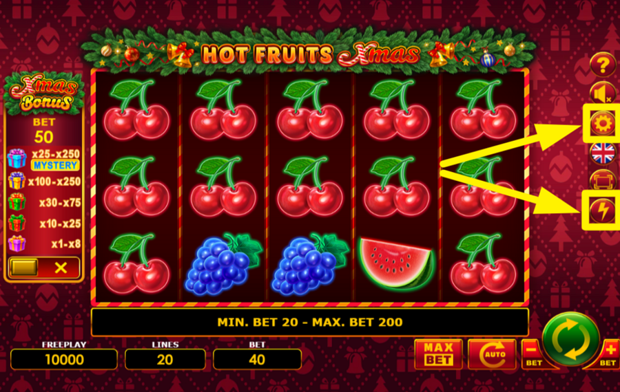 Hot Fruits Xmas УСКОРЯЙТЕ ВРАЩЕНИЕ.