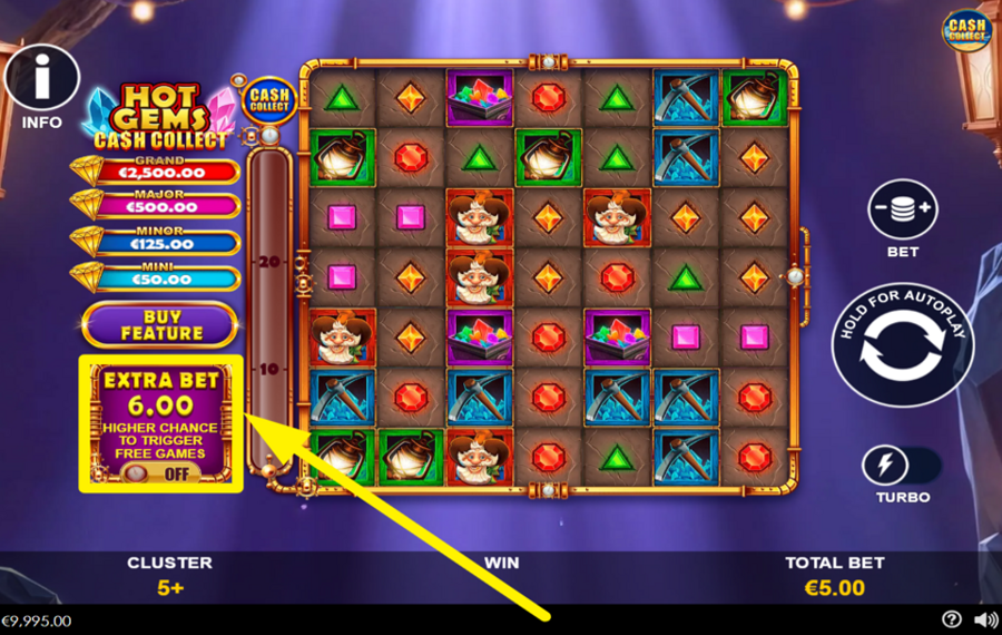 Hot Gems Cash Collect BOOST YOUR BET.