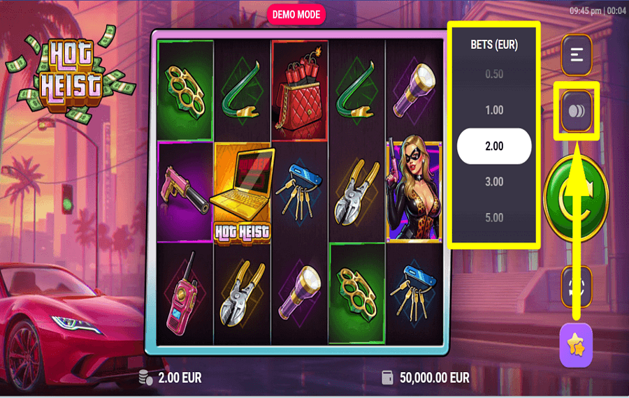 Hot Heist CONTROLLA LA POSTA IN GIOCO.