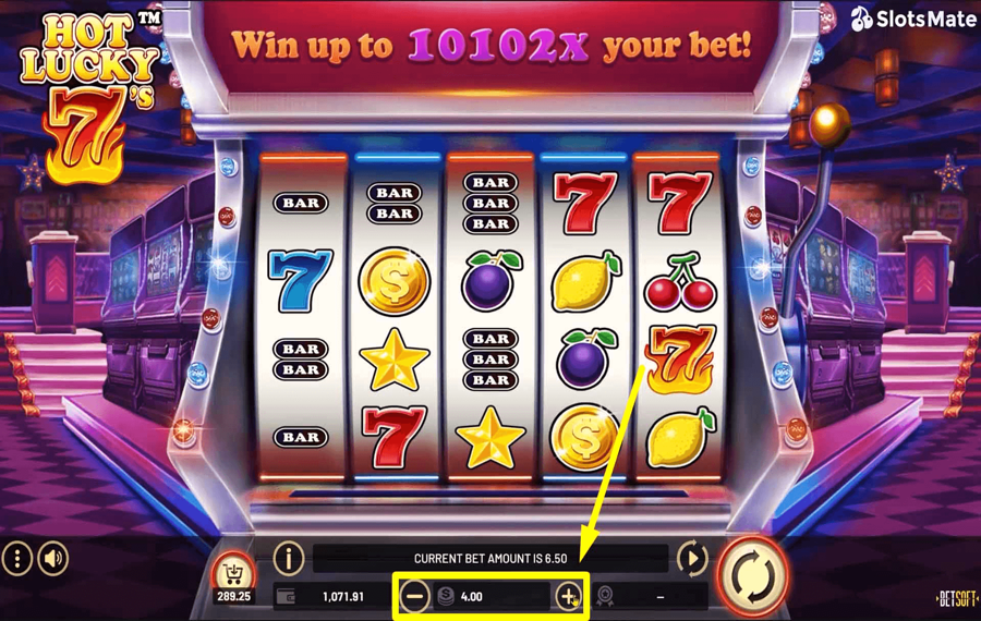 Hot Lucky 7s Choisissez le montant de votre pari. 