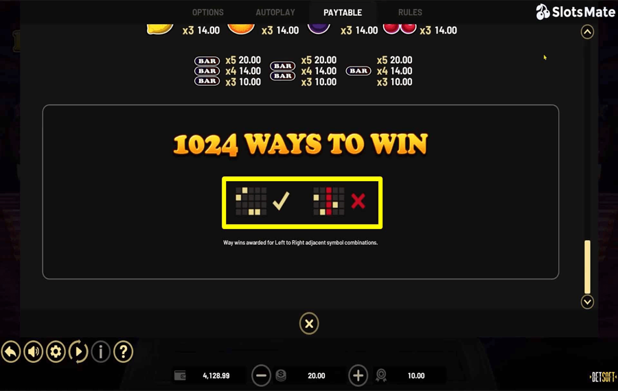 Hot Lucky 7s Choisissez les lignes de paiement.