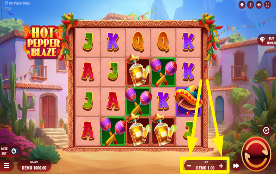 Hot Pepper Blaze ИЗМЕНИТЕ РАЗМЕР СТАВКИ.