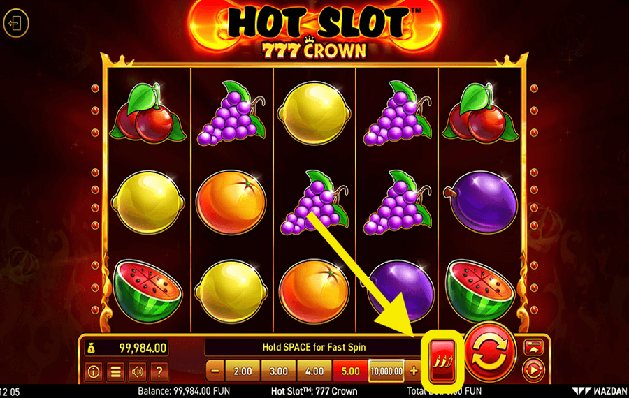 Hot Slot 777 Crown Использование дополнительной кнопки «Волатильность».