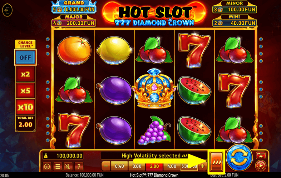 Hot Slot 777 Diamond Crown РЕГУЛИРУЙТЕ ВОЛАТИЛЬНОСТЬ.