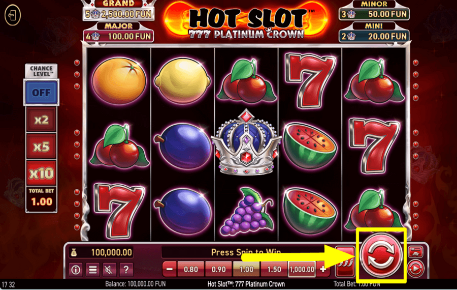 Hot Slot 777 Platinum Crown COMMENCEZ LE JEU.
