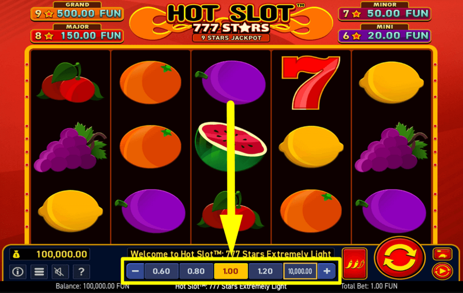Hot Slot 777 Stars Extremely Light SELECT YOUR BET TOTAL.