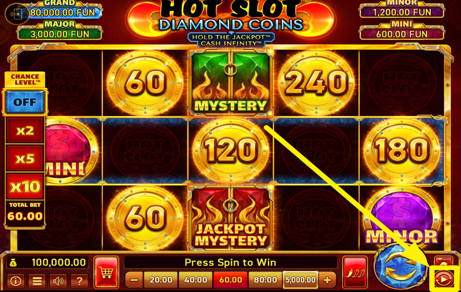 Hot Slot Diamond Coins Hold The Jackpot Cash Infinity ВКЛЮЧИТЬ АВТОВОСПРОИЗВЕДЕНИЕ.