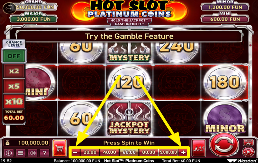 Hot Slot Platinum Coins Hold the Jackpot Cash Infinity DETERMINA LA TUA POSTA IN PUNTA.