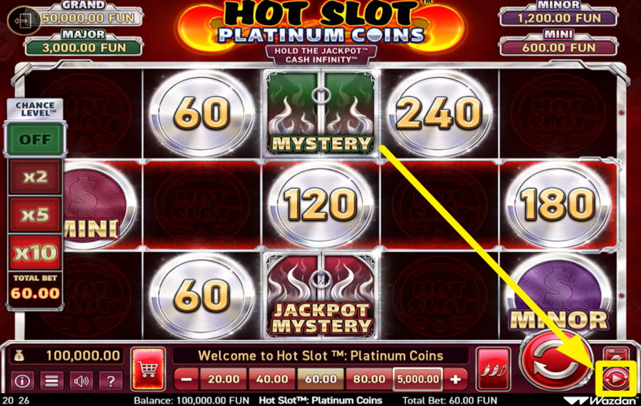 Hot Slot Platinum Coins Hold the Jackpot Cash Infinity ATTIVA LA RIPRODUZIONE AUTOMATICA.