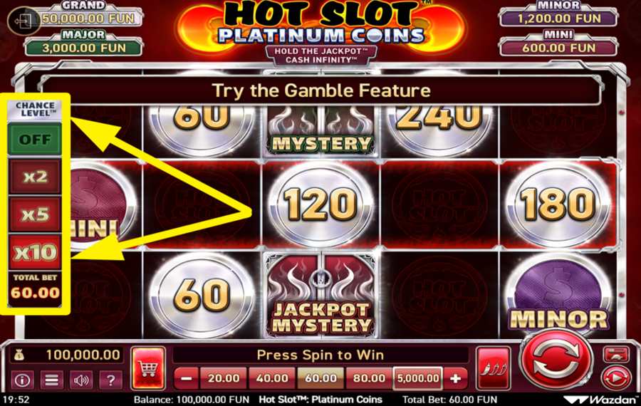 Hot Slot Platinum Coins Hold the Jackpot Cash Infinity SELEZIONA UN LIVELLO DI PROBABILITÀ.