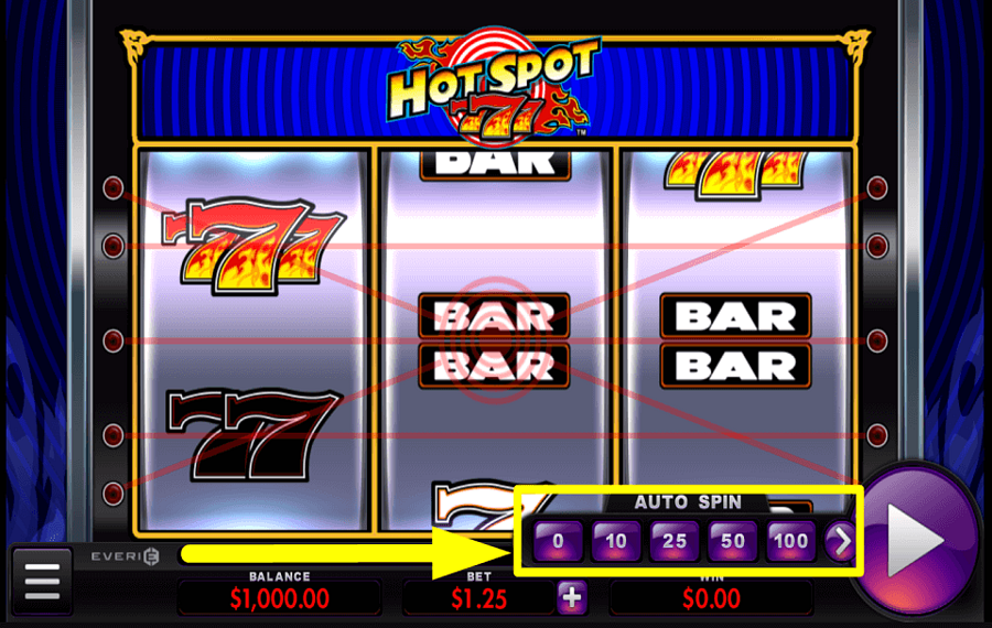 Hot Spot 777 SCEGLI LA FUNZIONE AUTOPLAY.
