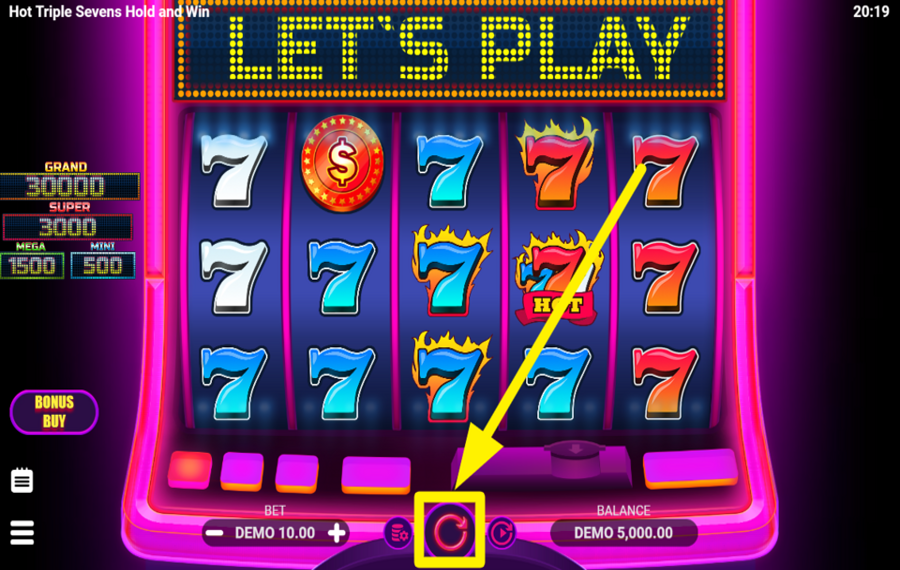 Hot Triple Sevens Hold and Win SPIN FOR SUCCESS.