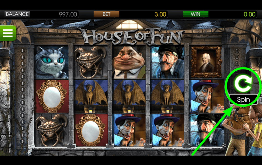 House of Fun Fare clic sul pulsante "Gira".