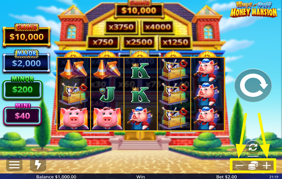 Huff N Puff Money Mansion SPECIFY YOUR BET.