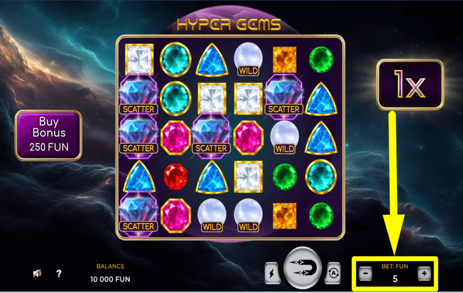 Hyper Gems BESTIMMEN SIE DEN EINSATZ.