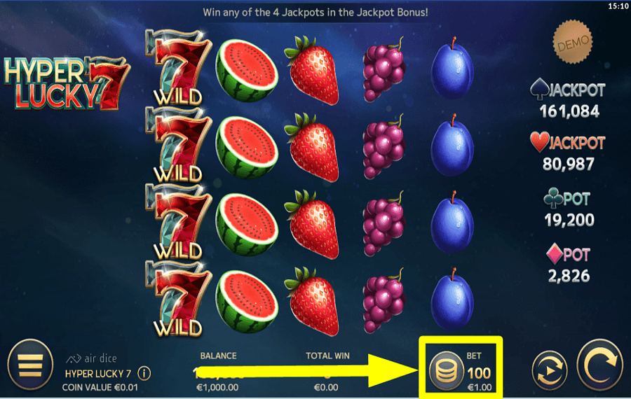 Hyper Lucky 7 MODIFY YOUR STAKE.