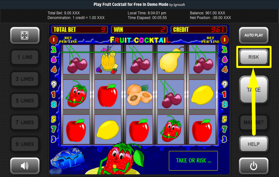 Igrosoft Fruit Cocktail RISK YOUR WINNINGS.