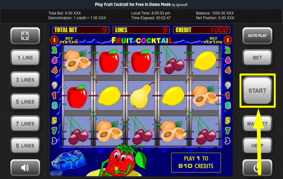 Igrosoft Fruit Cocktail PLAY THE GAME.