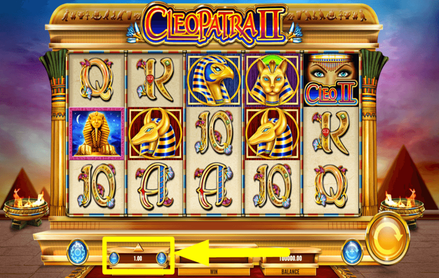 IGT Cleopatra II DÉFINIR LA VALEUR DE LA MISE.