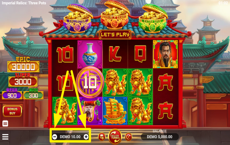 Imperial Relics Three Pots DECIDE ON YOUR STAKE.