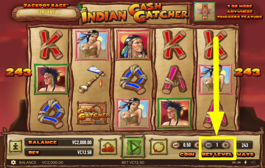 Indian Cash Catcher CHOISISSEZ LE NIVEAU DE MISE.