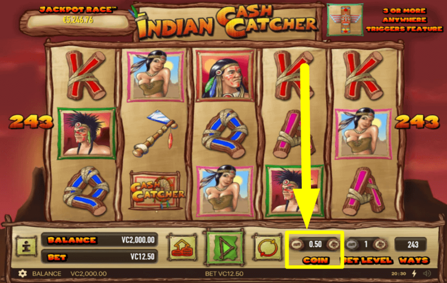 Indian Cash Catcher RÉGLER LA VALEUR DE LA PIÈCE.