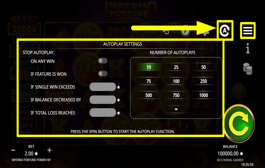 Inferno Fortune Power Hit AUTOMATISEZ LES VIRAGES.
