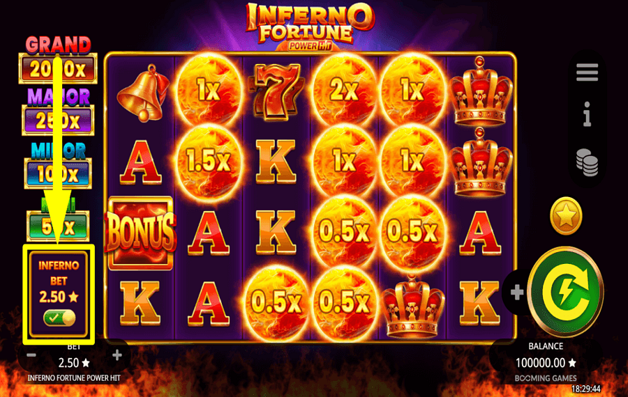 Inferno Fortune Power Hit APPLIQUEZ LE PARI INFERNO.