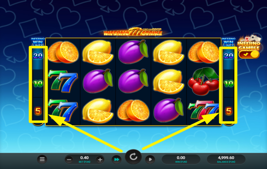 Inferno Strike Dream Drop ELIGE LAS LINEAS DE APUESTA.