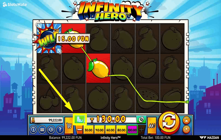 Infinity Hero Using the optional “Gamble” feature.