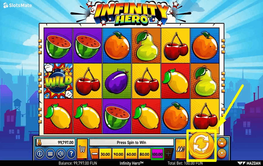 Infinity Hero Click/ tap the “Spin” button.