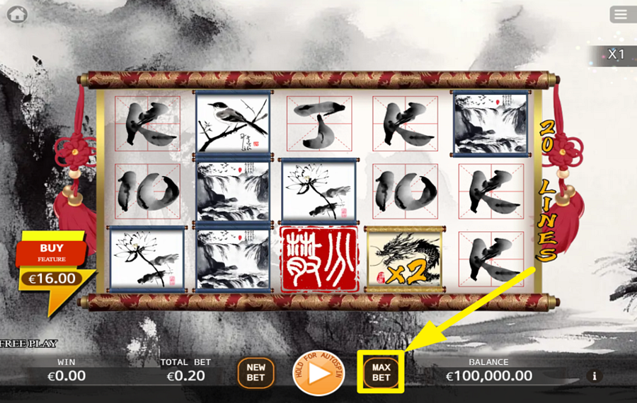 Ink Painting Master Buy Feature ACTIVATE THE ULTIMATE WAGER LEVEL.