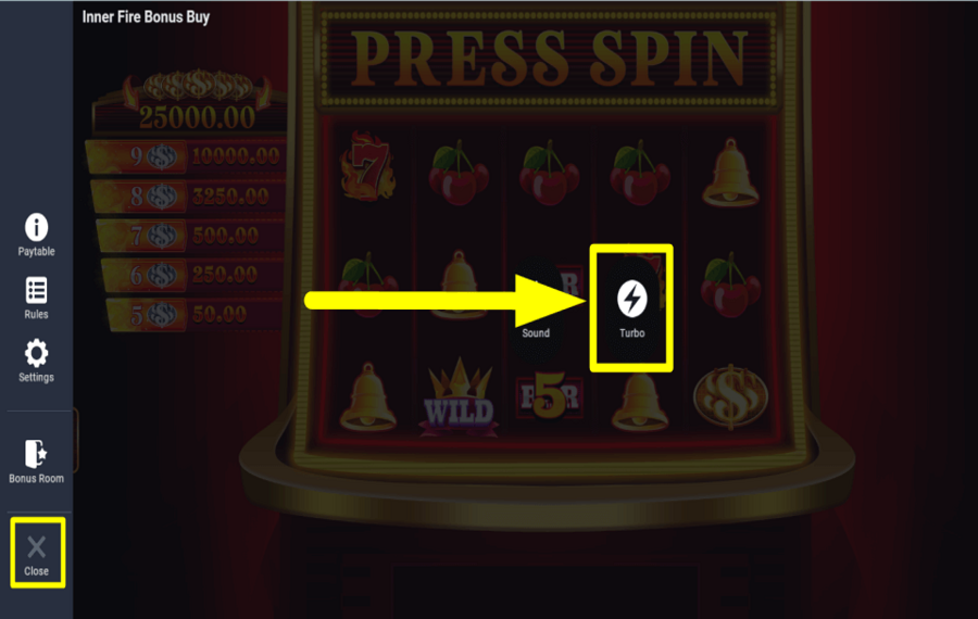 Inner Fire Bonus Buy TURBO-MODUS AKTIVIEREN.