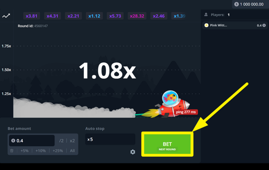 InOut Crash FAITES VOTRE PARI.