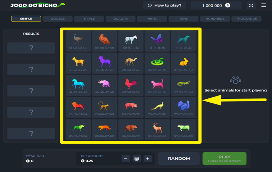InOut Jogo Do Bicho SÉLECTIONNEZ VOS ANIMAUX.