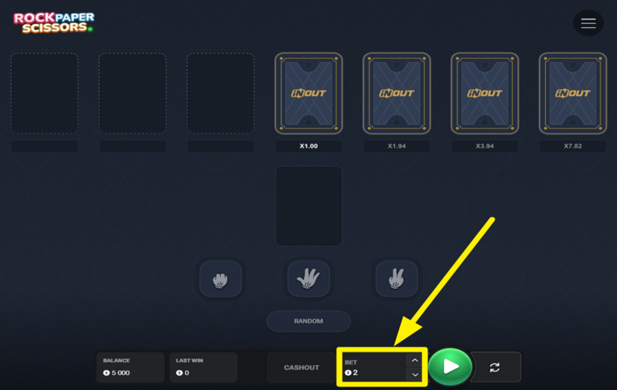 InOut Rock Paper Scissors PASSEN SIE IHREN EINSATZ AN.