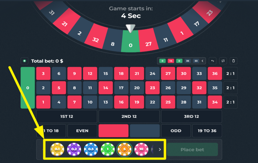 InOut Roulette CHOISISSEZ UNE MISE.