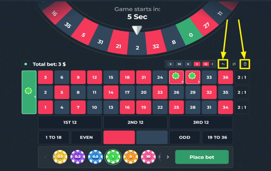InOut Roulette ANNULER OU EFFACER VOTRE SÉLECTION.