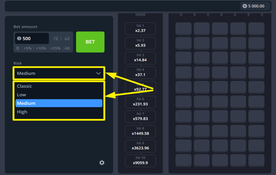 InOut Tower ВЫБЕРИТЕ УРОВЕНЬ РИСКА.